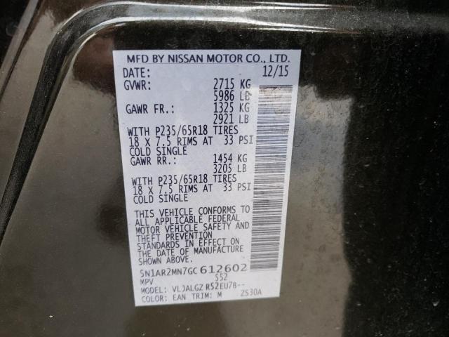 Photo 10 from auction – 2016 NISSAN PATHFINDER with VIN 5N1AR2MN7GC612602