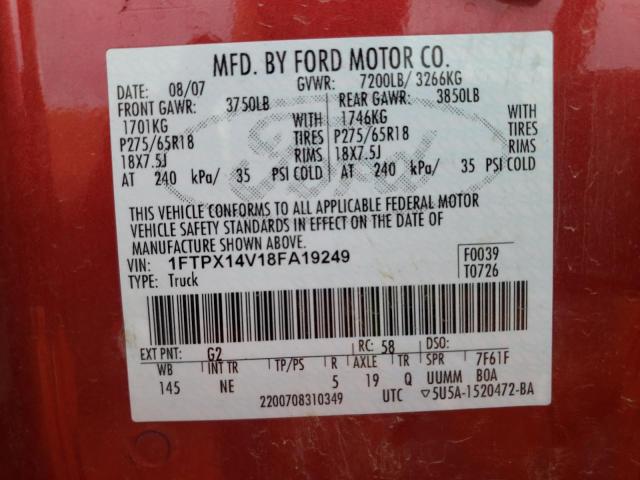 Photo 10 from auction – 2008 FORD F150 with VIN 1FTPX14V18FA19249