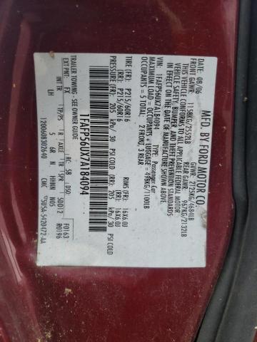 Photo 10 from auction – 2007 FORD TAURUS SEL with VIN 1FAFP56UX7A184094