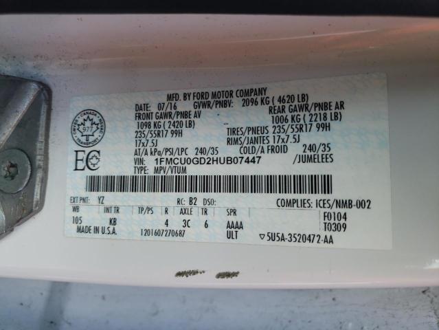 Photo 10 from auction – 2017 FORD ESCAPE SE with VIN 1FMCU0GD2HUB07447