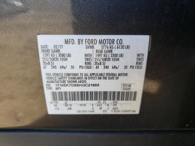 Photo 10 from auction – 2017 FORD EXPLORER X with VIN 1FM5K7D88HGC21885