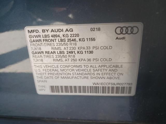 Photo 10 from auction – 2018 AUDI Q3 PREMIUM with VIN WA1ECCFS9JR027793