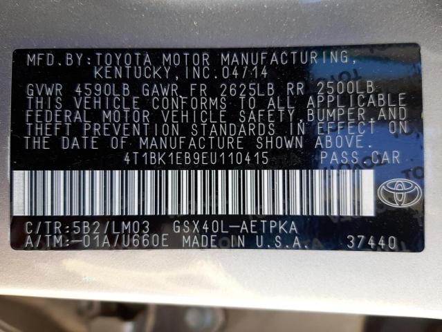 Photo 10 from auction – 2014 TOYOTA AVALON BAS with VIN 4T1BK1EB9EU110415