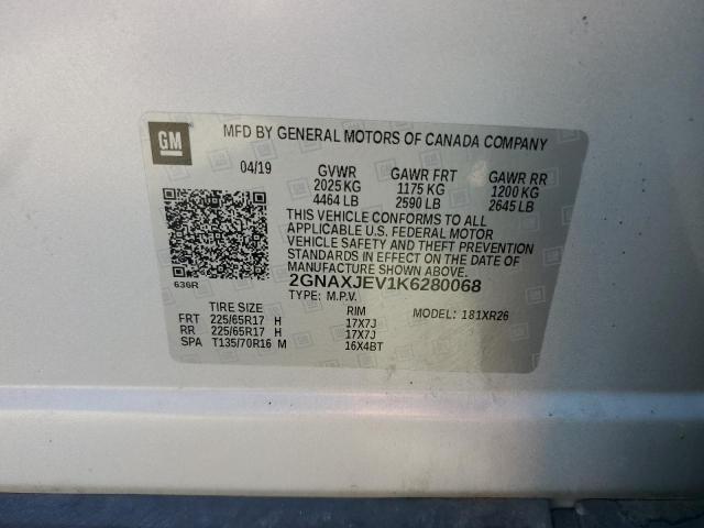Photo 10 from auction – 2019 CHEVROLET EQUINOX LT with VIN 2GNAXJEV1K6280068