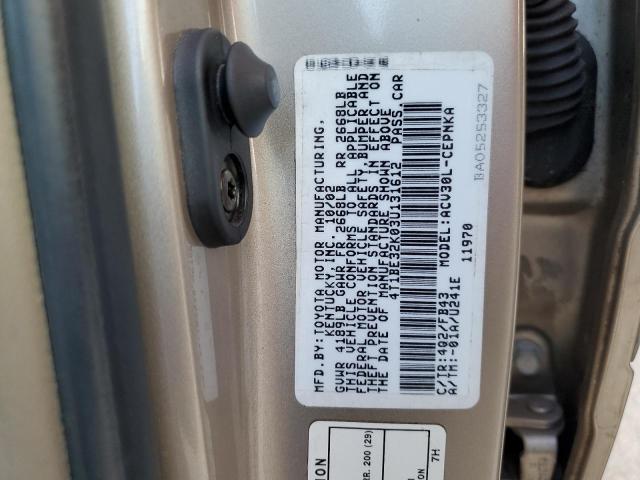 Photo 10 from auction – 2003 TOYOTA CAMRY LE with VIN 4T1BE32K03U131612