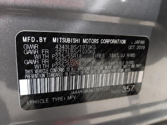 Photo 10 from auction – 2020 MITSUBISHI OUTLANDER with VIN JA4AR3AU4LU010731