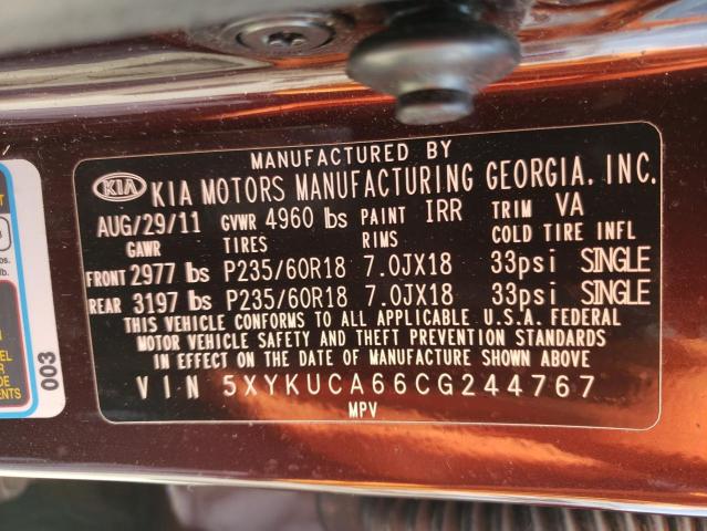 Photo 10 from auction – 2012 KIA SORENTO EX with VIN 5XYKUCA66CG244767