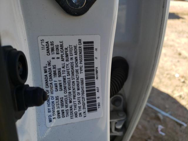 Foto 10 de la subasta – 2016 HONDA CIVIC EX con VIN 2HGFC2F76GH516663