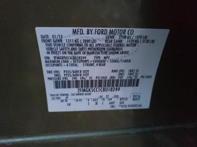 Photo 10 from auction – 2012 FORD FLEX SEL with VIN 2FMGK5CC1CBD18249