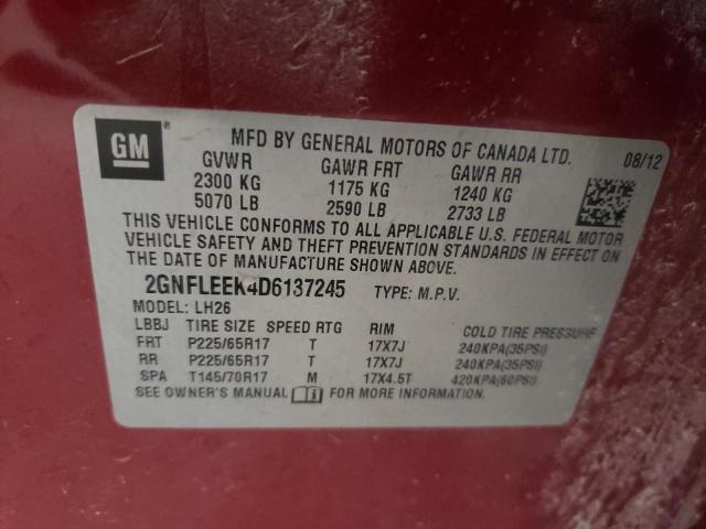 Photo 10 from auction – 2013 CHEVROLET EQUINOX LT with VIN 2GNFLEEK4D6137245