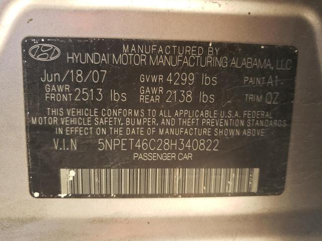 Photo 10 from auction – 2008 HYUNDAI SONATA with VIN 5NPET46C28H340822
