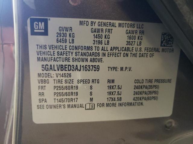 Photo 10 from auction – 2010 BUICK ENCLAVE CX with VIN 5GALVBED3AJ163759