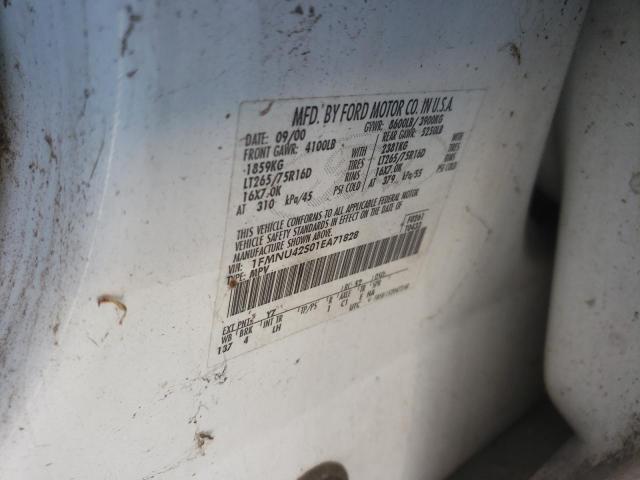 Photo 10 from auction – 2001 FORD EXCURSION with VIN 1FMNU42S01EA71828