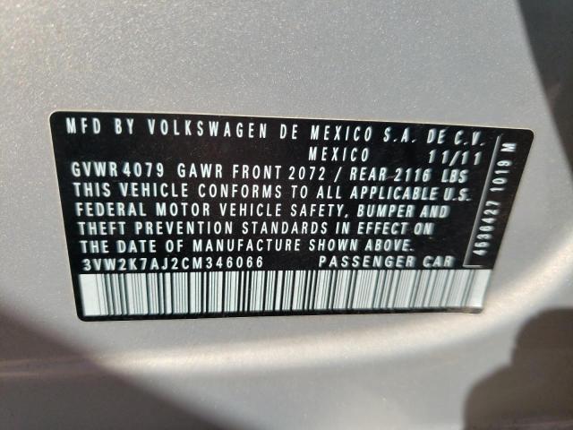 Photo 10 from auction – 2012 VOLKSWAGEN JETTA BASE with VIN 3VW2K7AJ2CM346066