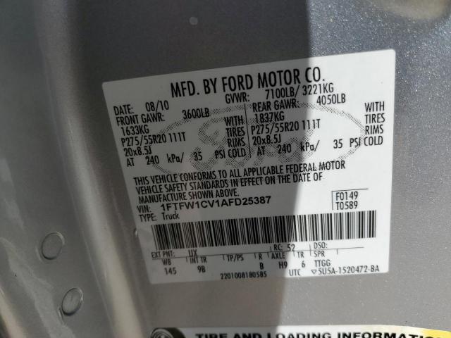 Photo 10 from auction – 2010 FORD F150 SUPER with VIN 1FTFW1CV1AFD25387