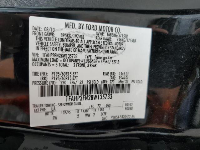 Photo 10 from auction – 2011 FORD FOCUS SE with VIN 1FAHP3FN2BW135733