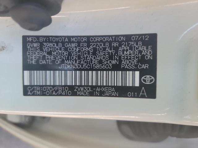 Photo 10 from auction – 2012 TOYOTA PRIUS with VIN JTDKN3DU5C1585603