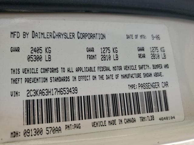 Photo 10 from auction – 2007 CHRYSLER 300C with VIN 2C3KA63H17H653439