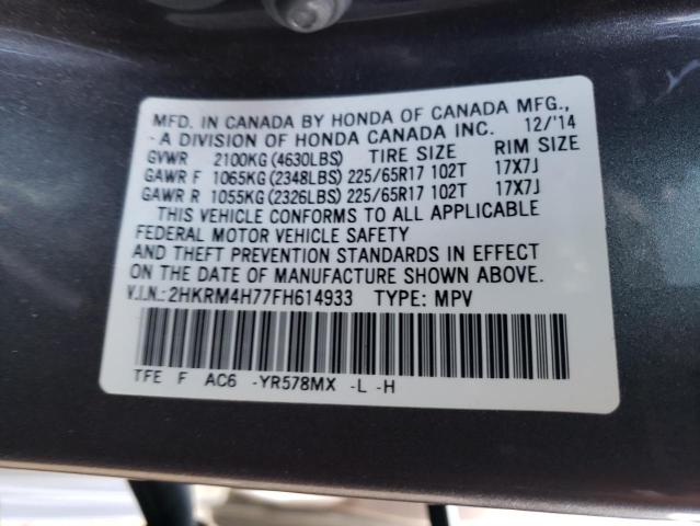 Photo 10 from auction – 2015 HONDA CR-V EXL with VIN 2HKRM4H77FH614933