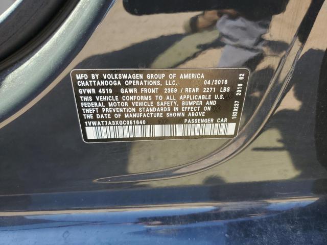 Photo 10 from auction – 2016 VOLKSWAGEN PASSAT with VIN 1VWAT7A3XGC051640