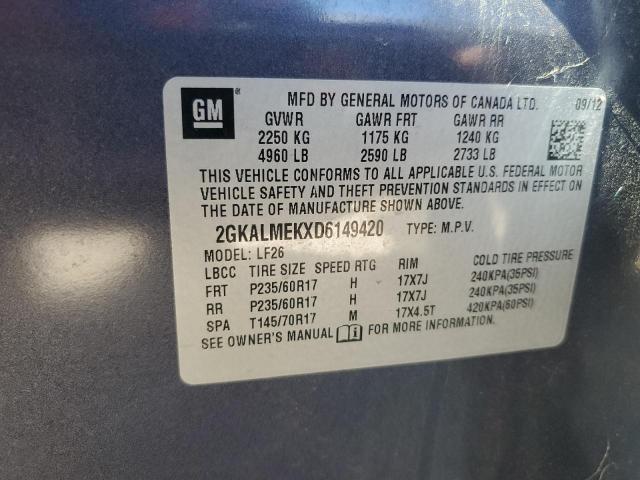 Photo 10 from auction – 2013 GMC TERRAIN SL with VIN 2GKALMEKXD6149420
