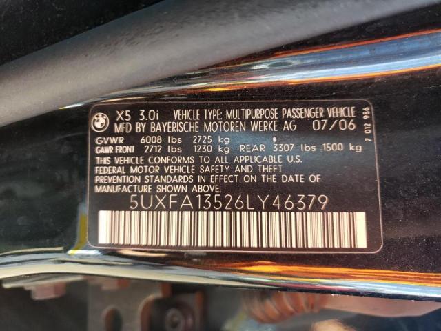 Photo 10 from auction – 2006 BMW X5 3.0I with VIN 5UXFA13526LY46379