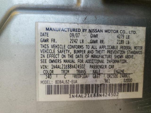 Photo 10 from auction – 2008 NISSAN ALTIMA 2.5 with VIN 1N4AL21E88N424502