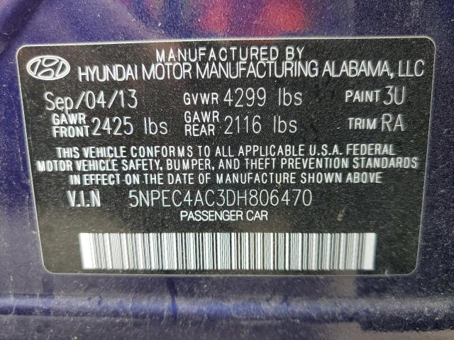 Photo 10 from auction – 2013 HYUNDAI SONATA SE with VIN 5NPEC4AC3DH806470