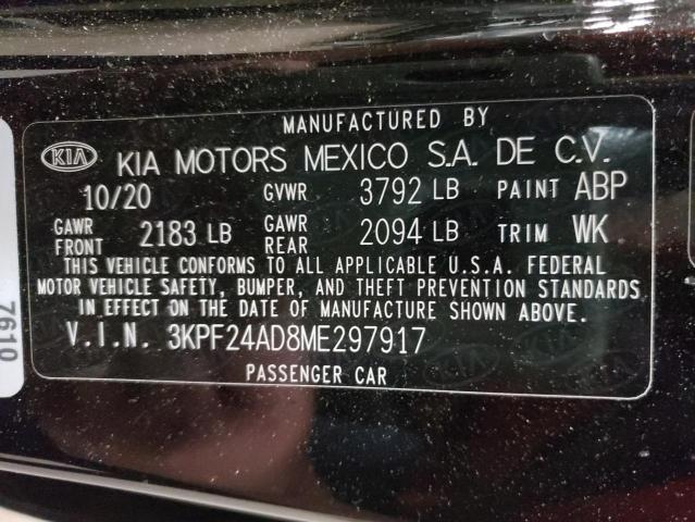Photo 10 from auction – 2021 KIA FORTE FE with VIN 3KPF24AD8ME297917