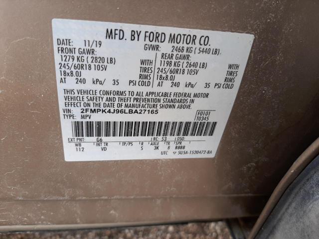 Photo 10 from auction – 2020 FORD EDGE SEL with VIN 2FMPK4J96LBA27165