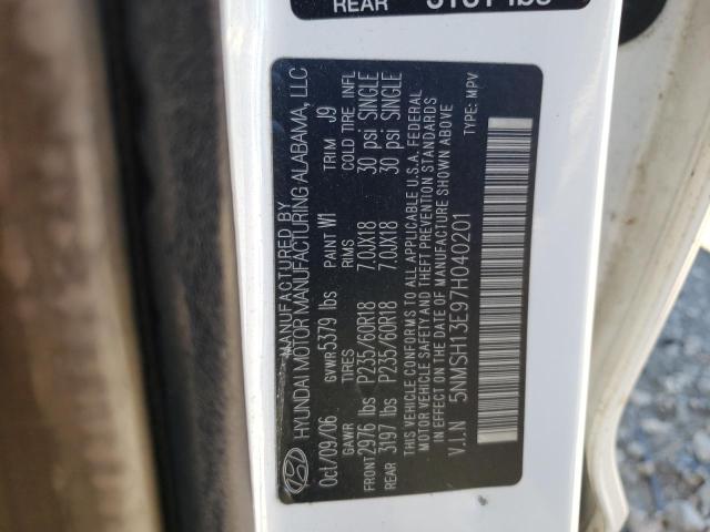 Photo 10 from auction – 2007 HYUNDAI SANTA FE S with VIN 5NMSH13E97H040201