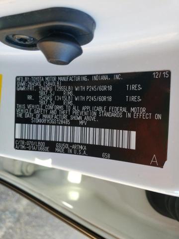 Photo 10 from auction – 2016 TOYOTA HIGHLANDER with VIN 5TDKKRFH3GS128485