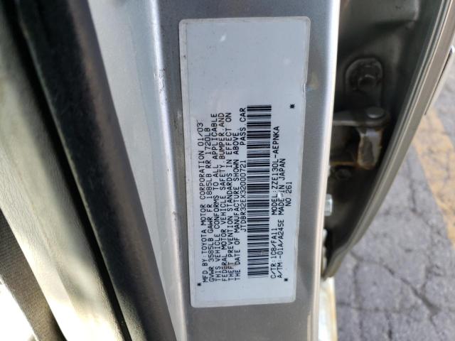 Photo 10 from auction – 2003 TOYOTA COROLLA with VIN JTDBR32EX32000721
