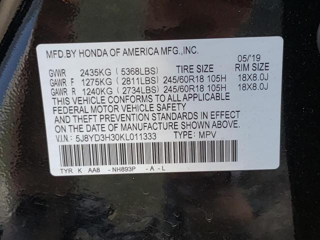 Photo 10 from auction – 2019 ACURA MDX with VIN 5J8YD3H30KL011333