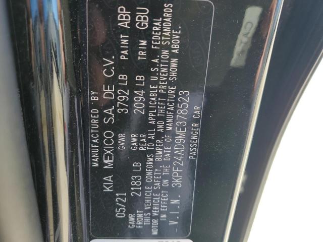 Photo 10 from auction – 2021 KIA FORTE FE with VIN 3KPF24AD9ME378523