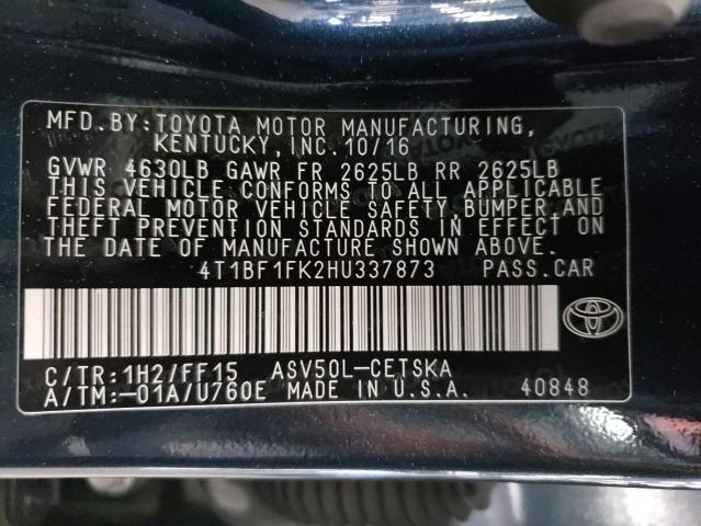 Photo 10 from auction – 2017 TOYOTA CAMRY LE with VIN 4T1BF1FK2HU337873