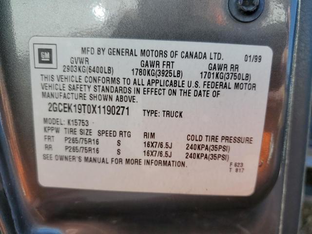 Photo 10 from auction – 1999 CHEVROLET SILVERADO with VIN 2GCEK19T0X1190271