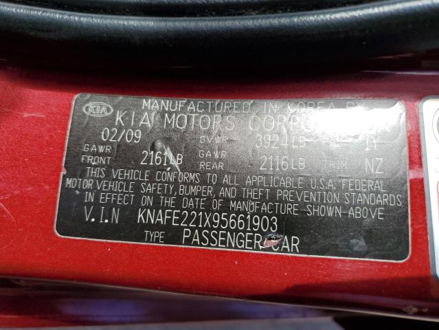 Photo 10 from auction – 2009 KIA SPECTRA EX with VIN KNAFE221X95661903