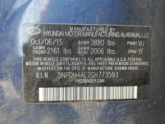 Photo 10 from auction – 2016 HYUNDAI ELANTRA SE with VIN 5NPDH4AE2GH773593