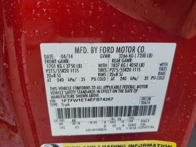 Photo 10 from auction – 2014 FORD F150 SUPER with VIN 1FTFW1ET4EFB74367