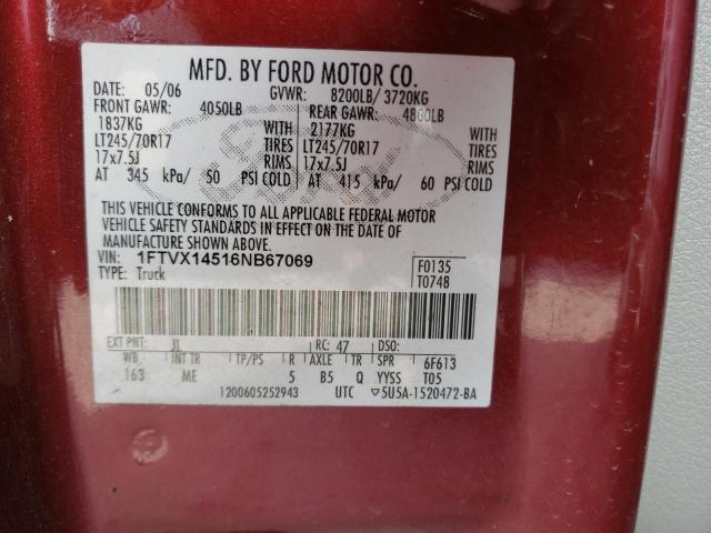 Photo 10 from auction – 2006 FORD F150 with VIN 1FTVX14516NB67069