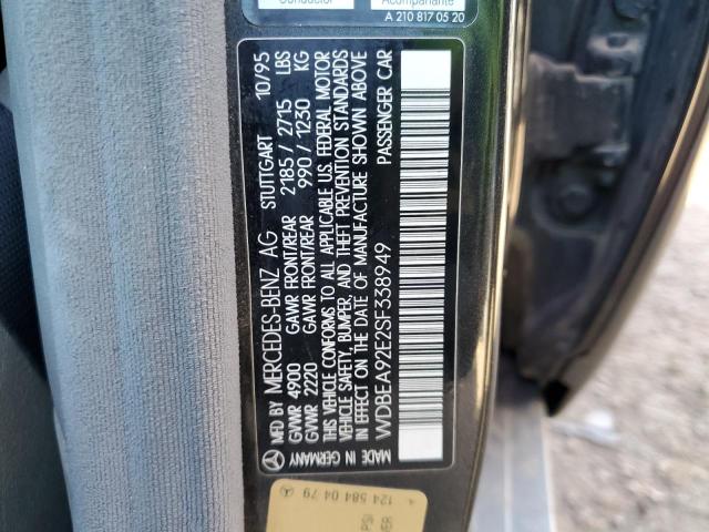 Photo 10 from auction – 1995 MERCEDES-BENZ E-CLASS with VIN WDBEA92E2SF338949