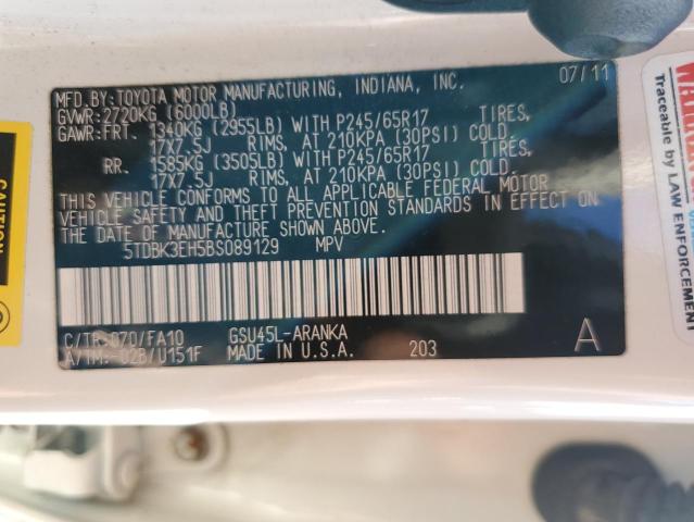 Photo 10 from auction – 2011 TOYOTA HIGHLANDER with VIN 5TDBK3EH5BS089129