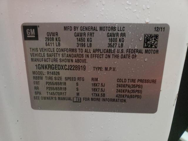 Photo 10 from auction – 2012 CHEVROLET TRAVERSE L with VIN 1GNKRGEDXCJ228919