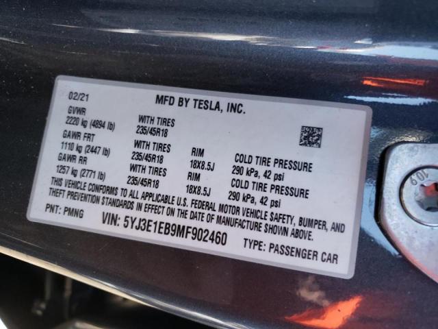Photo 10 from auction – 2021 TESLA MODEL 3 with VIN 5YJ3E1EB9MF902460