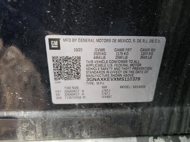 Photo 10 from auction – 2021 CHEVROLET EQUINOX LT with VIN 3GNAXKEVXMS110379