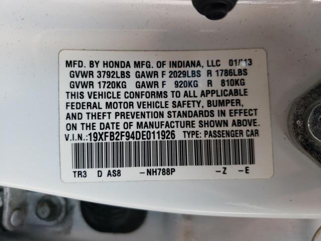 Photo 10 from auction – 2013 HONDA CIVIC EXL with VIN 19XFB2F94DE011926