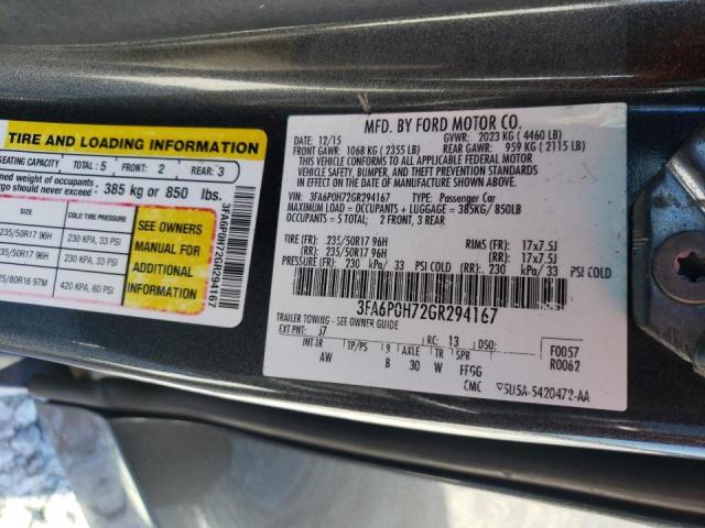 Photo 10 from auction – 2016 FORD FUSION SE with VIN 3FA6P0H72GR294167