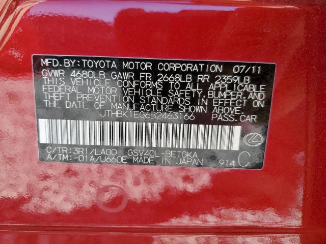 Photo 10 from auction – 2011 LEXUS ES 350 with VIN JTHBK1EG6B2463166