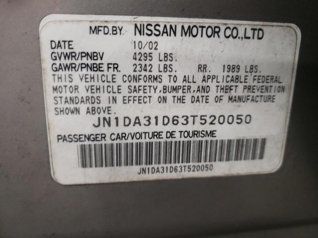 Photo 10 from auction – 2003 NISSAN MAXIMA GLE with VIN JN1DA31D63T520050